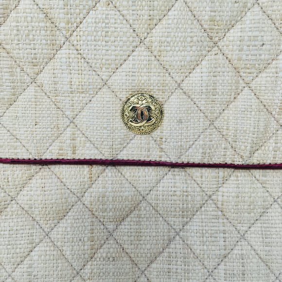 CHANEL summer Straw Raffia 80s Vintage bag leather - Picture 4 of 16